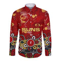 Personalized Gold Coast Suns Long Sleeve Button Shirt Aboriginal Dot Painting Graffiti Style