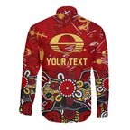 Personalized Gold Coast Suns Long Sleeve Button Shirt Aboriginal Dot Painting Graffiti Style