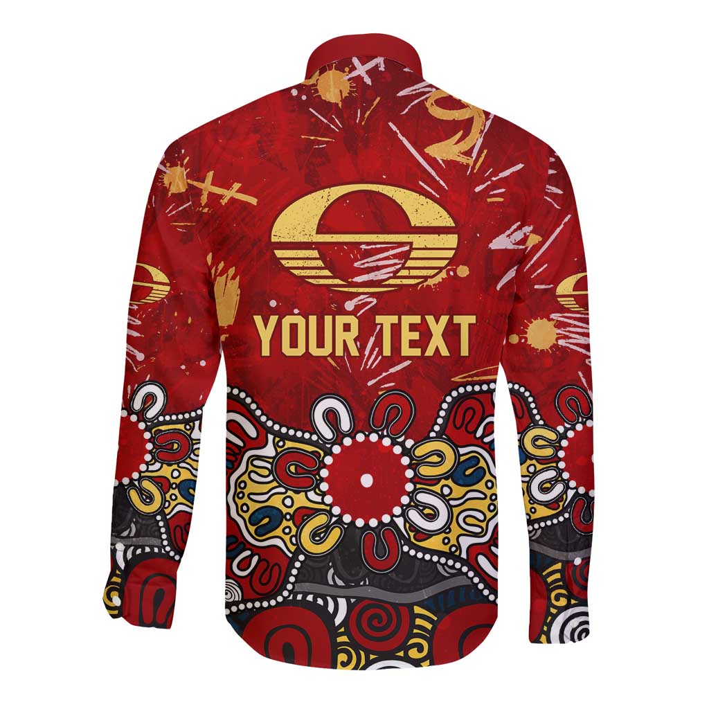Personalized Gold Coast Suns Long Sleeve Button Shirt Aboriginal Dot Painting Graffiti Style