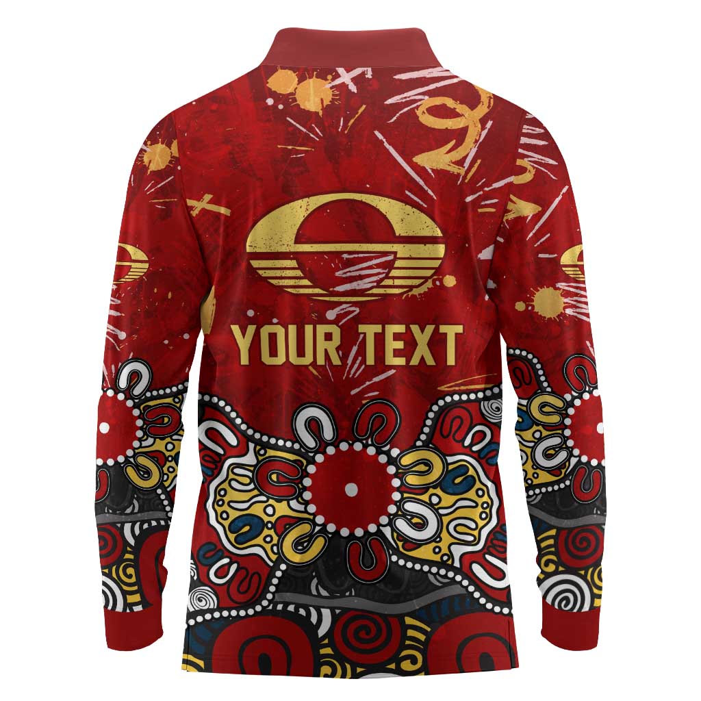 Personalized Gold Coast Suns Long Sleeve Polo Shirt Aboriginal Dot Painting Graffiti Style