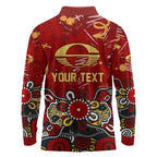 Personalized Gold Coast Suns Long Sleeve Polo Shirt Aboriginal Dot Painting Graffiti Style
