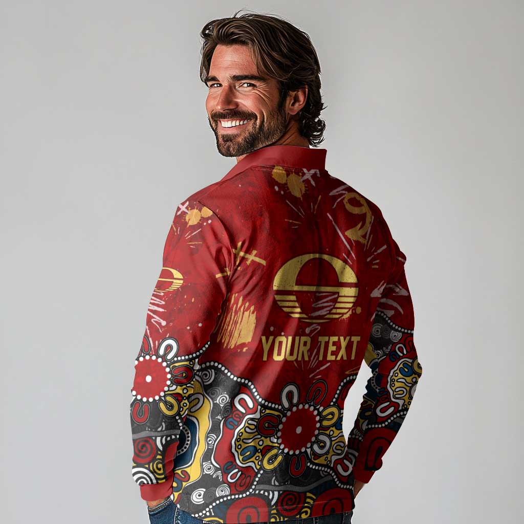 Personalized Gold Coast Suns Long Sleeve Polo Shirt Aboriginal Dot Painting Graffiti Style