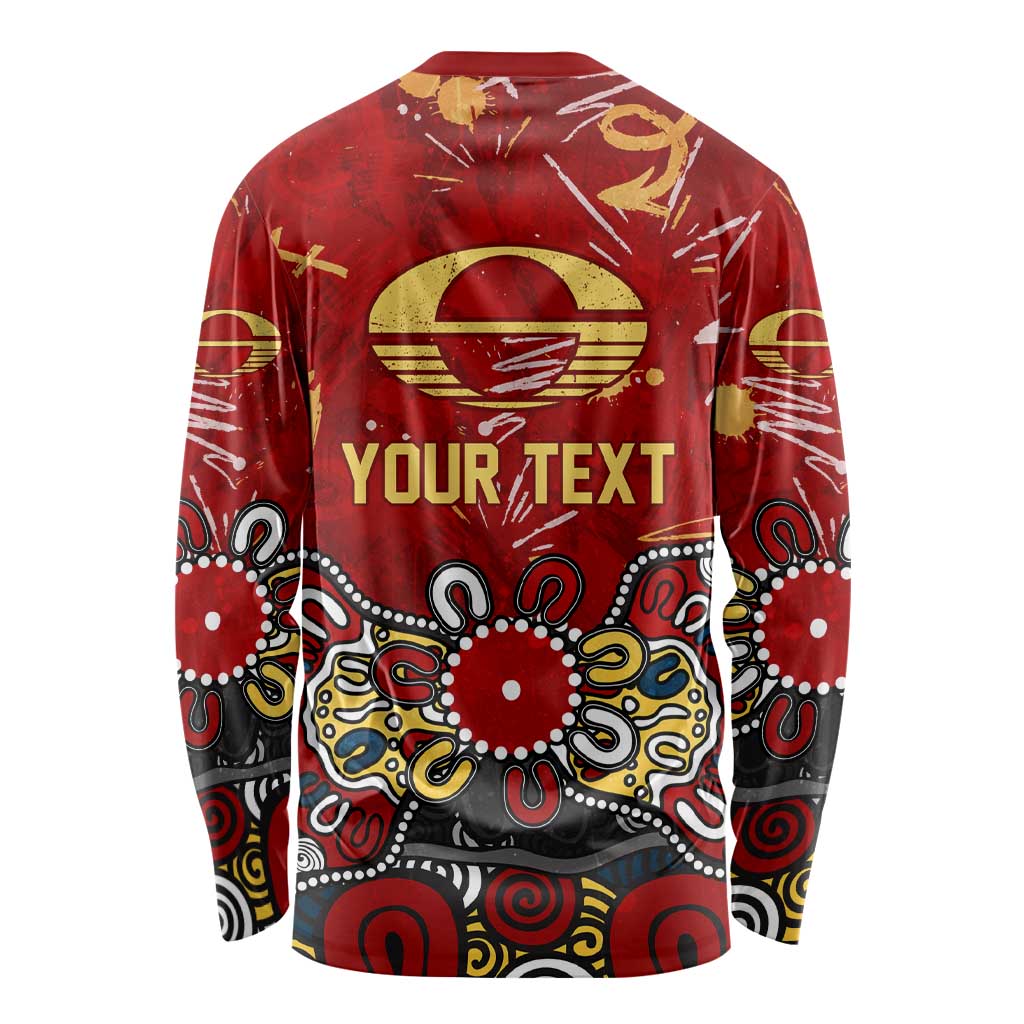 Personalized Gold Coast Suns Long Sleeve Shirt Aboriginal Dot Painting Graffiti Style
