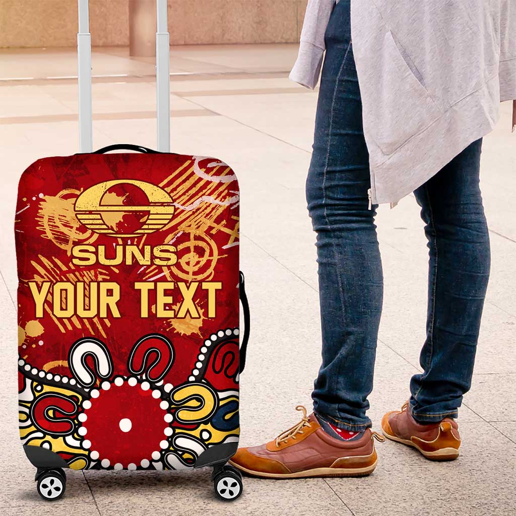 Personalized Gold Coast Suns Luggage Cover Aboriginal Dot Painting Graffiti Style