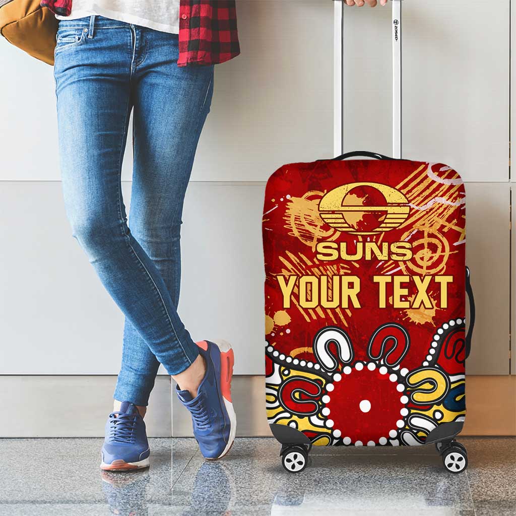 Personalized Gold Coast Suns Luggage Cover Aboriginal Dot Painting Graffiti Style