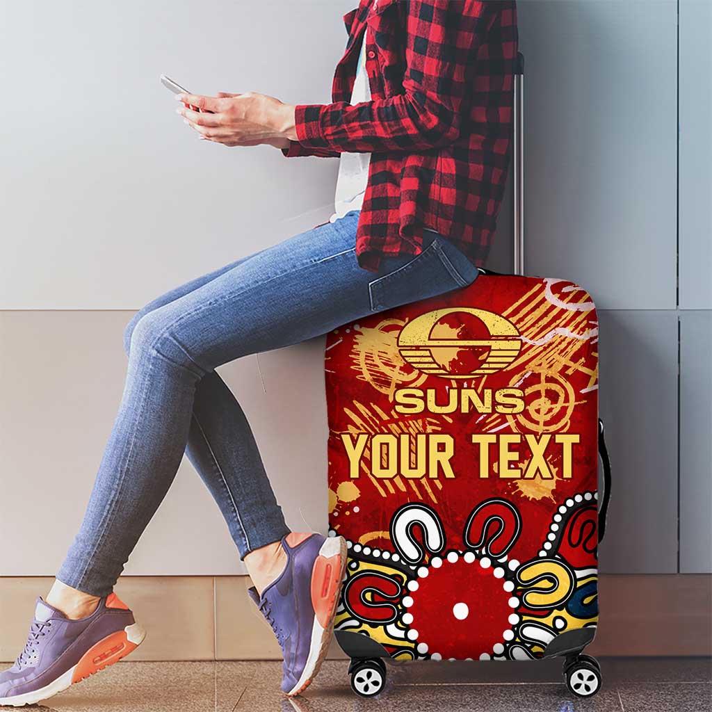 Personalized Gold Coast Suns Luggage Cover Aboriginal Dot Painting Graffiti Style