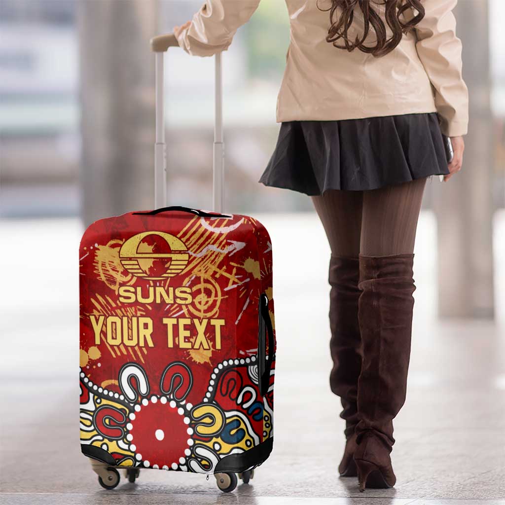 Personalized Gold Coast Suns Luggage Cover Aboriginal Dot Painting Graffiti Style
