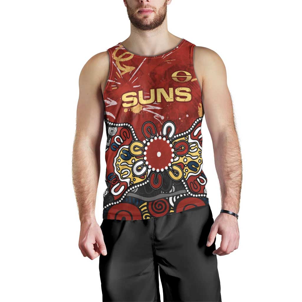Personalized Gold Coast Suns Men Tank Top Aboriginal Dot Painting Graffiti Style