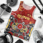 Personalized Gold Coast Suns Men Tank Top Aboriginal Dot Painting Graffiti Style