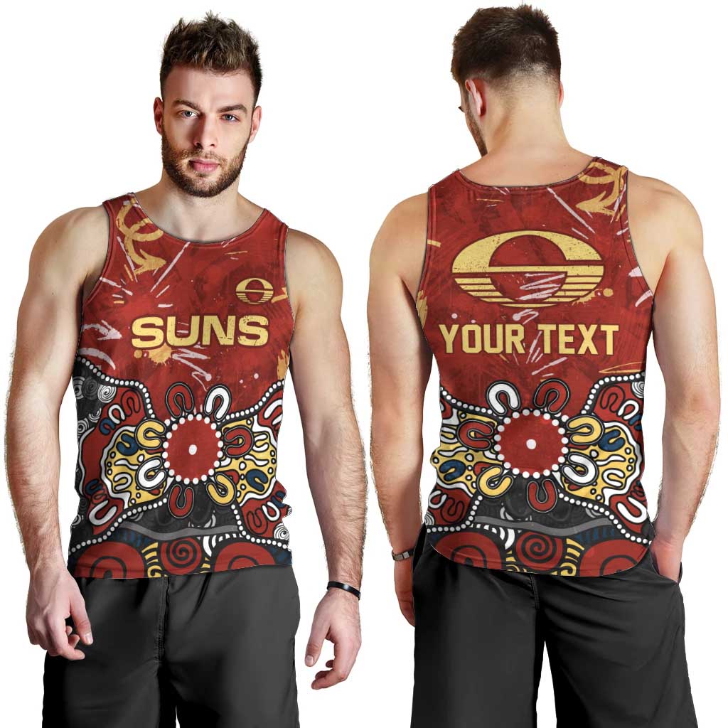 Personalized Gold Coast Suns Men Tank Top Aboriginal Dot Painting Graffiti Style