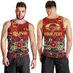 Personalized Gold Coast Suns Men Tank Top Aboriginal Dot Painting Graffiti Style