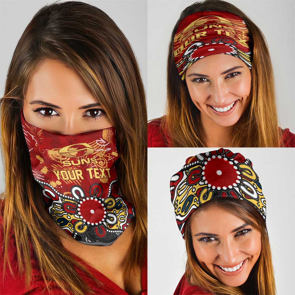 Personalized Gold Coast Suns Neck Gaiter Aboriginal Dot Painting Graffiti Style
