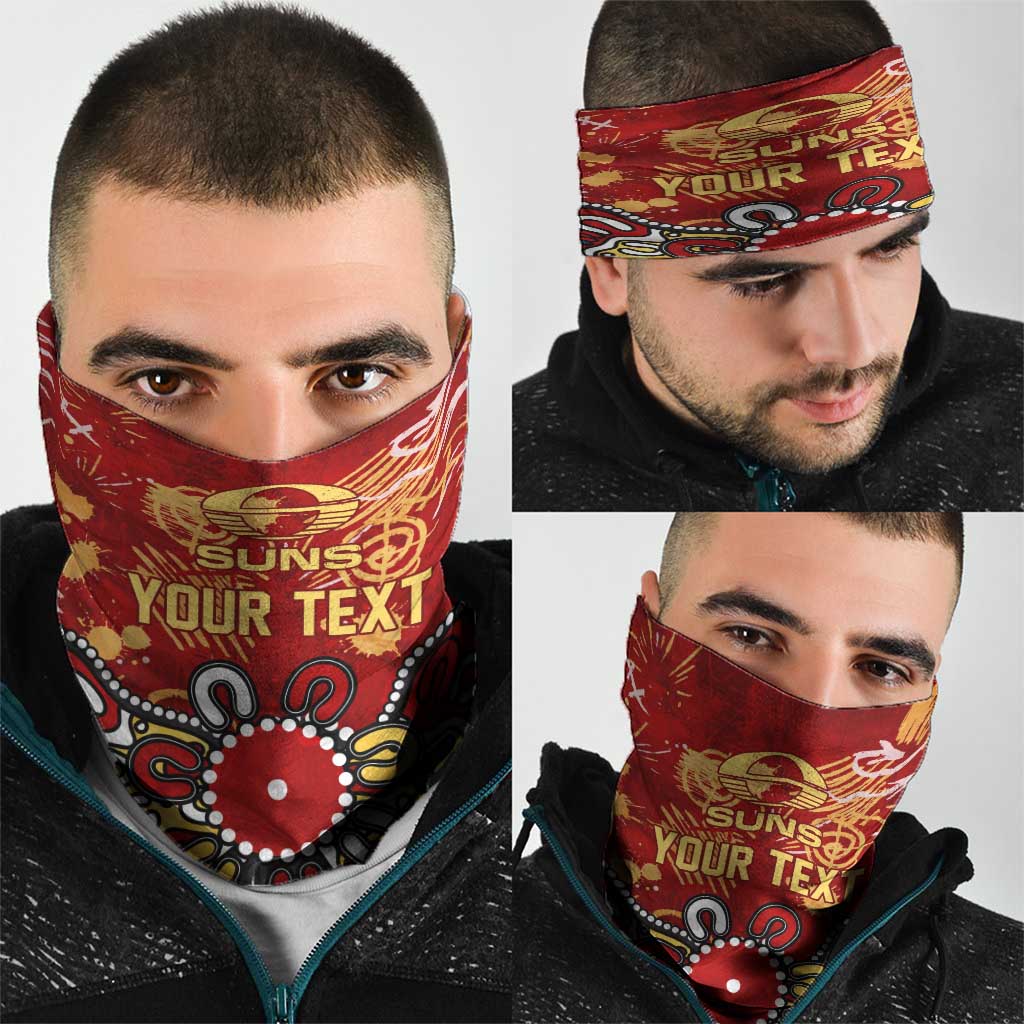 Personalized Gold Coast Suns Neck Gaiter Aboriginal Dot Painting Graffiti Style
