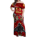 Personalized Gold Coast Suns Off Shoulder Maxi Dress Aboriginal Dot Painting Graffiti Style