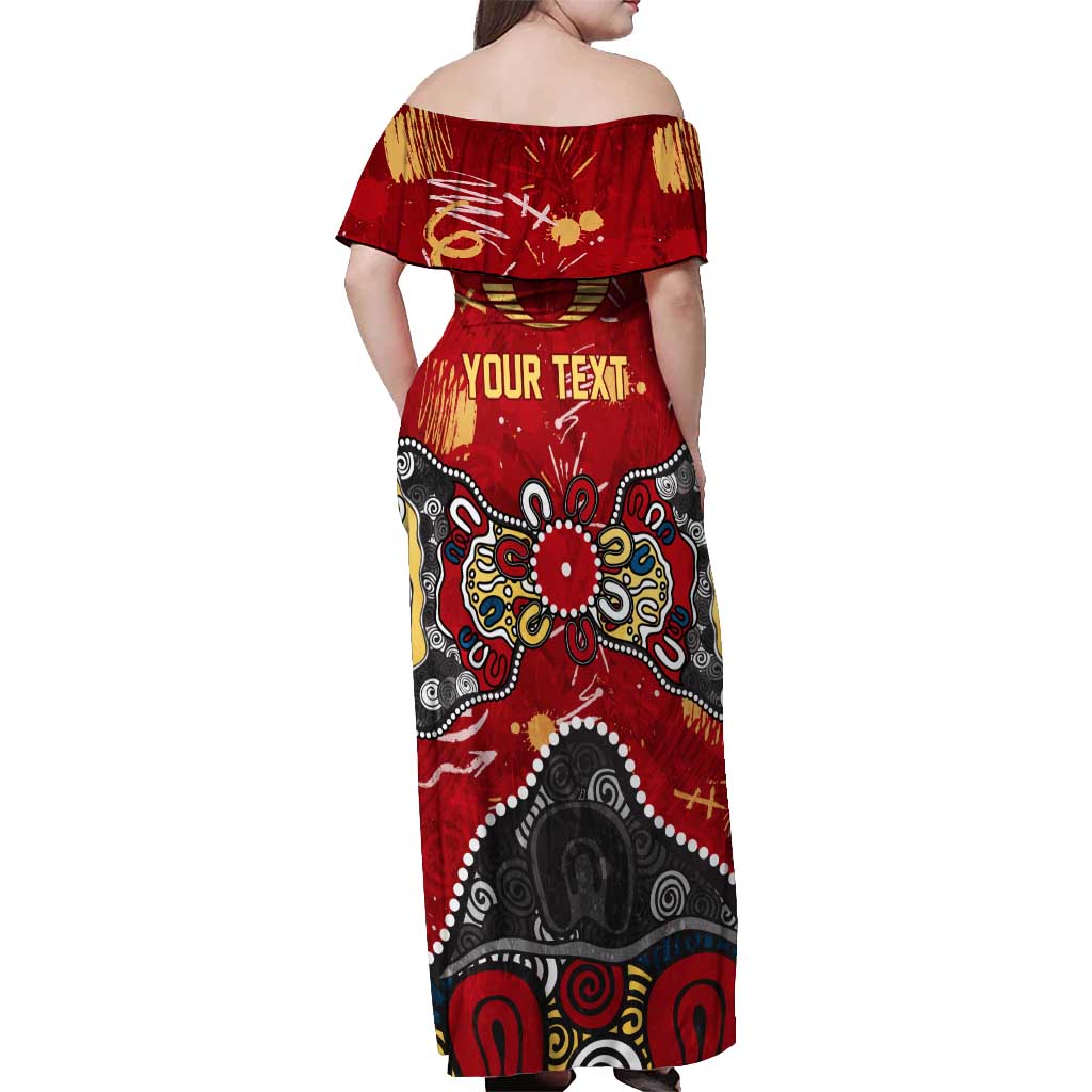 Personalized Gold Coast Suns Off Shoulder Maxi Dress Aboriginal Dot Painting Graffiti Style