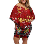 Personalized Gold Coast Suns Off Shoulder Short Dress Aboriginal Dot Painting Graffiti Style