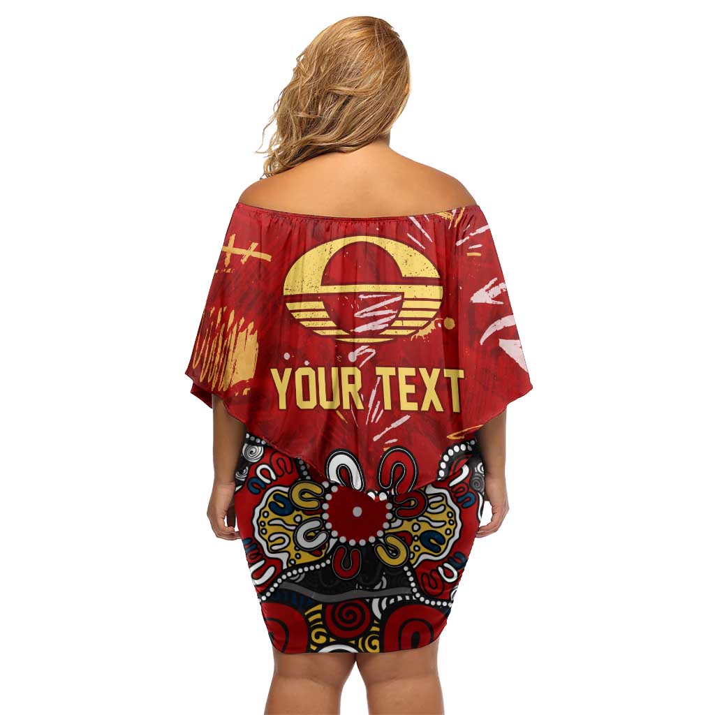 Personalized Gold Coast Suns Off Shoulder Short Dress Aboriginal Dot Painting Graffiti Style