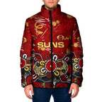 Personalized Gold Coast Suns Padded Jacket Aboriginal Dot Painting Graffiti Style
