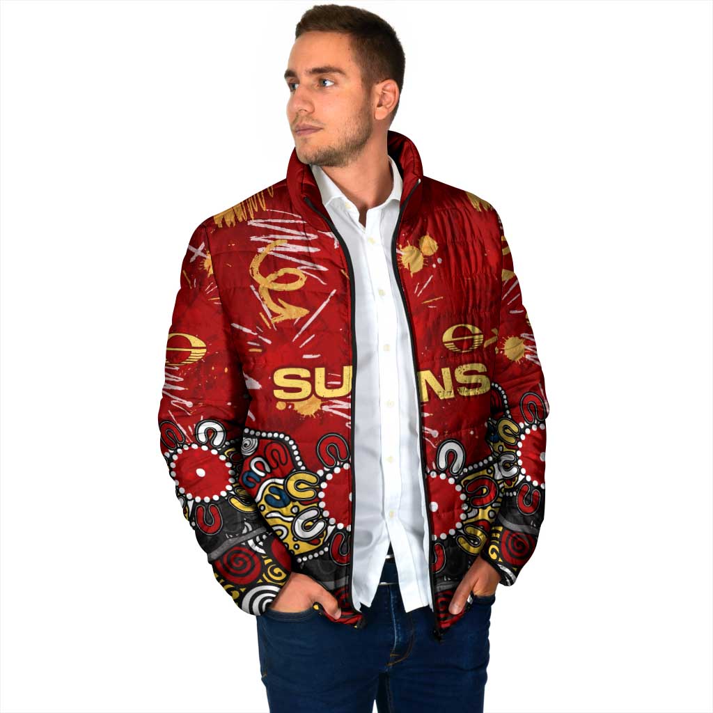 Personalized Gold Coast Suns Padded Jacket Aboriginal Dot Painting Graffiti Style