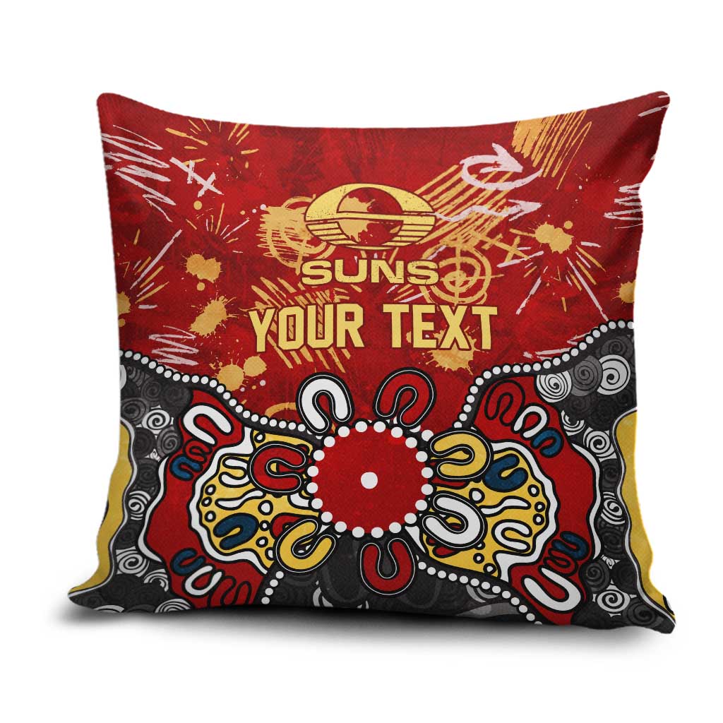 Personalized Gold Coast Suns Pillow Cover Aboriginal Dot Painting Graffiti Style