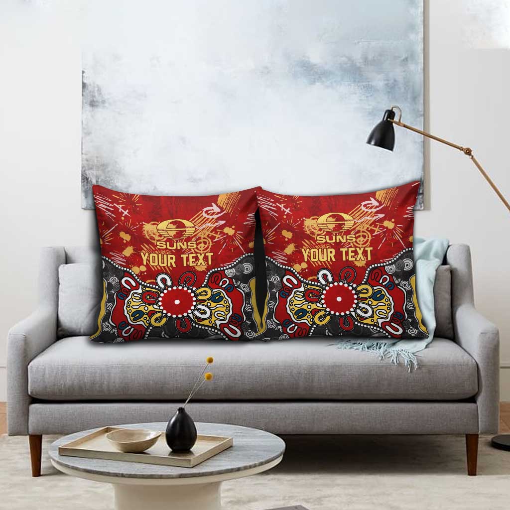 Personalized Gold Coast Suns Pillow Cover Aboriginal Dot Painting Graffiti Style