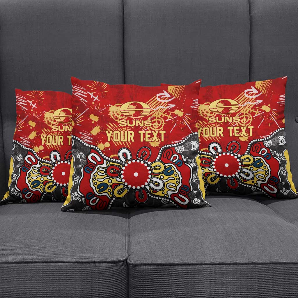 Personalized Gold Coast Suns Pillow Cover Aboriginal Dot Painting Graffiti Style