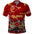 Personalized Gold Coast Suns Polo Shirt Aboriginal Dot Painting Graffiti Style