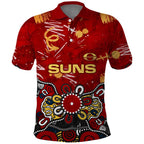 Personalized Gold Coast Suns Polo Shirt Aboriginal Dot Painting Graffiti Style