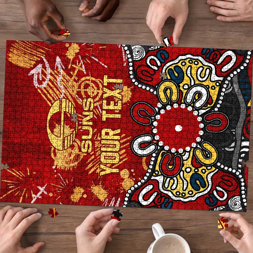 Personalized Gold Coast Suns Puzzle Aboriginal Dot Painting Graffiti Style