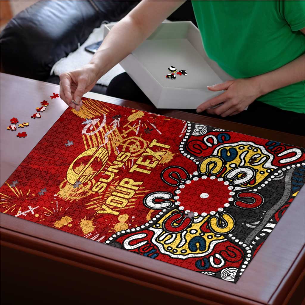 Personalized Gold Coast Suns Puzzle Aboriginal Dot Painting Graffiti Style