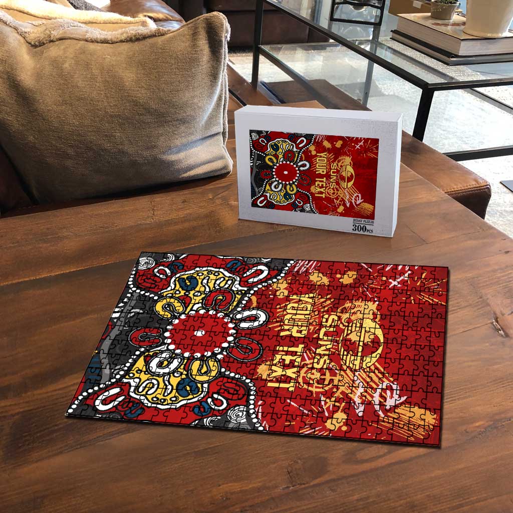 Personalized Gold Coast Suns Puzzle Aboriginal Dot Painting Graffiti Style
