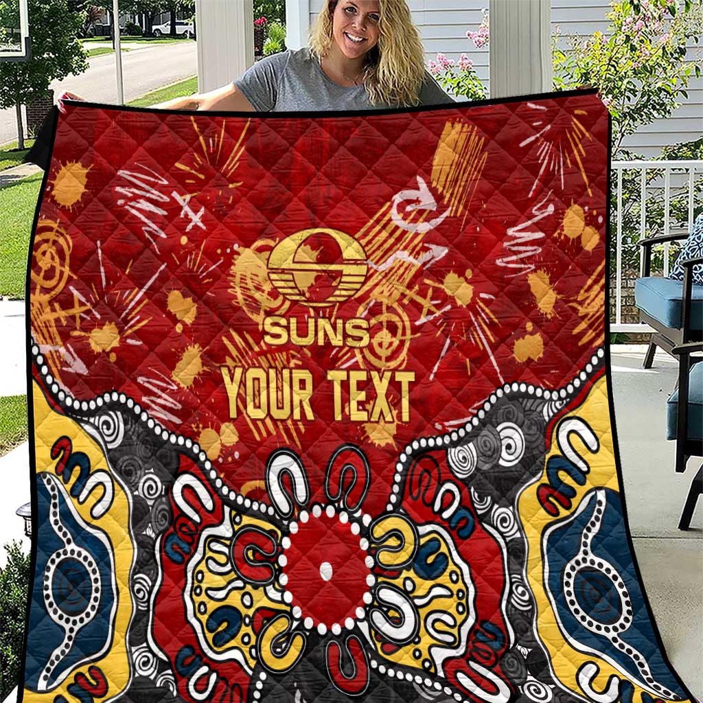 Personalized Gold Coast Suns Quilt Aboriginal Dot Painting Graffiti Style