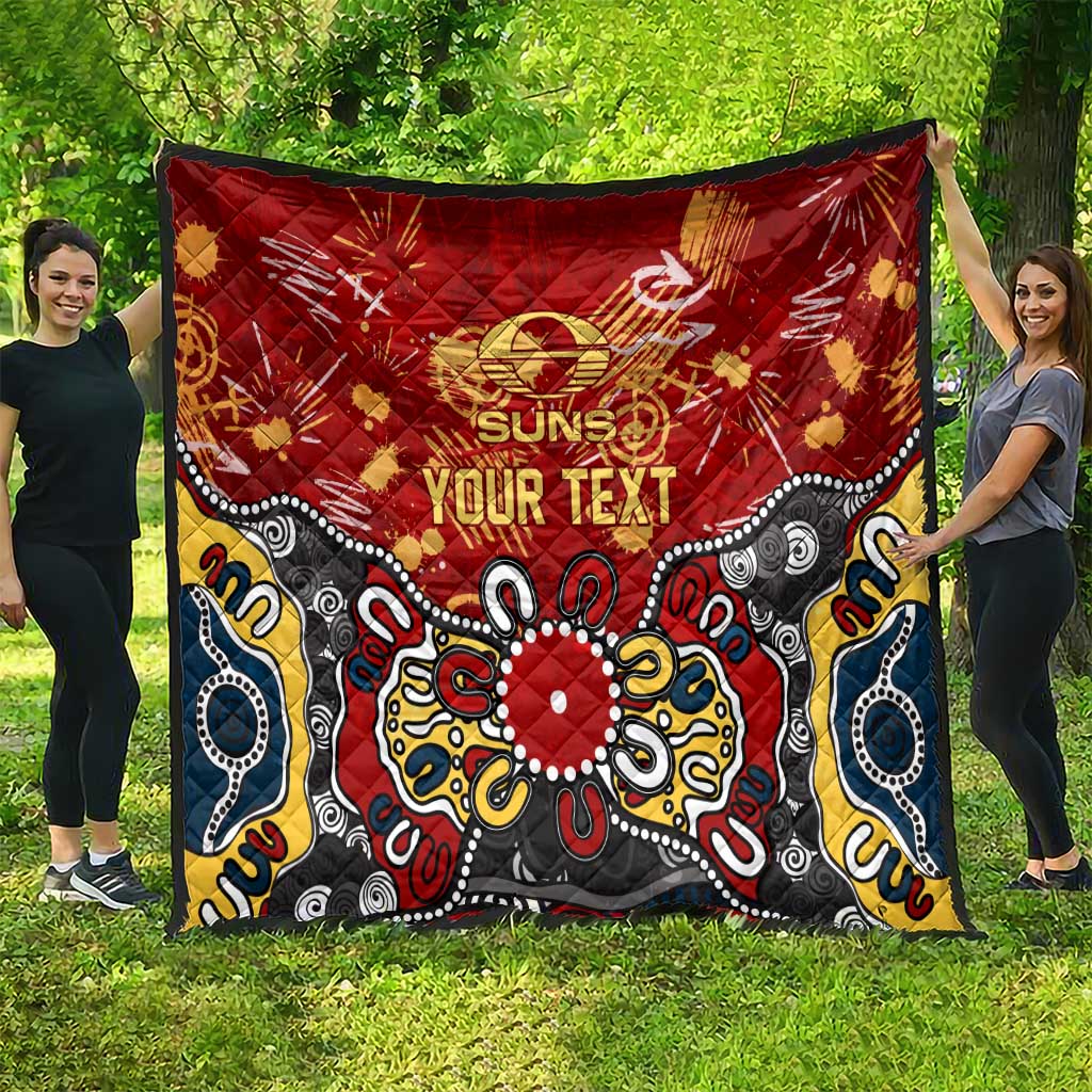 Personalized Gold Coast Suns Quilt Aboriginal Dot Painting Graffiti Style