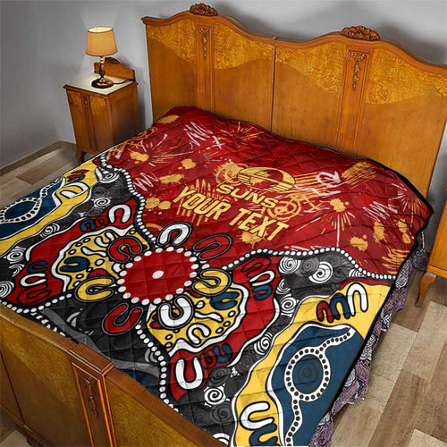 Personalized Gold Coast Suns Quilt Aboriginal Dot Painting Graffiti Style