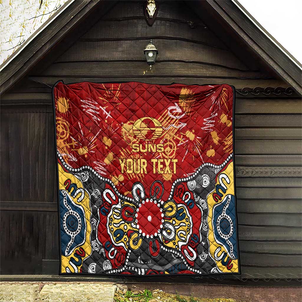 Personalized Gold Coast Suns Quilt Aboriginal Dot Painting Graffiti Style