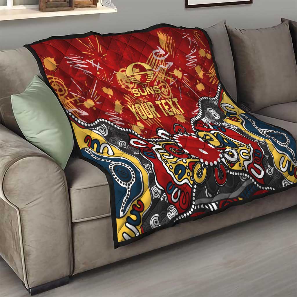 Personalized Gold Coast Suns Quilt Aboriginal Dot Painting Graffiti Style