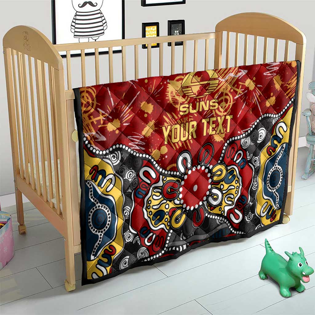 Personalized Gold Coast Suns Quilt Aboriginal Dot Painting Graffiti Style