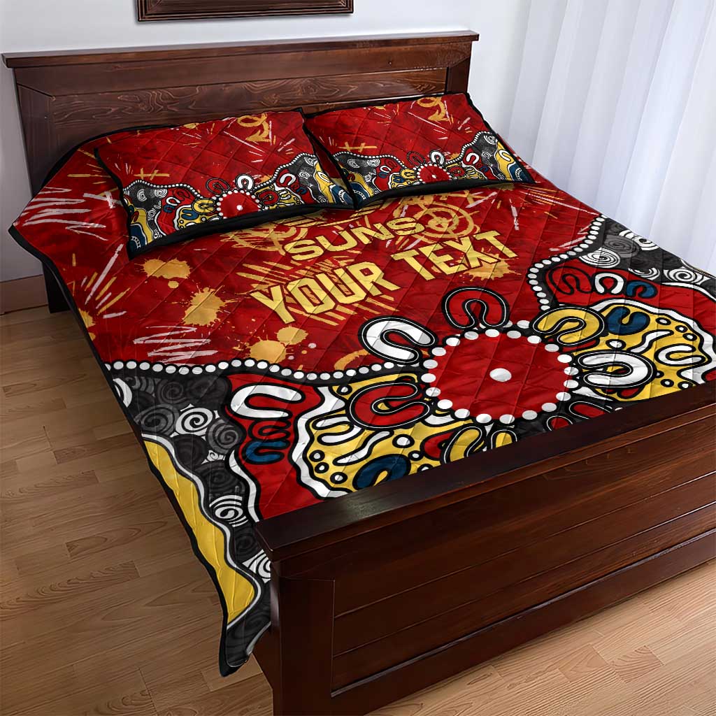 Personalized Gold Coast Suns Quilt Bed Set Aboriginal Dot Painting Graffiti Style