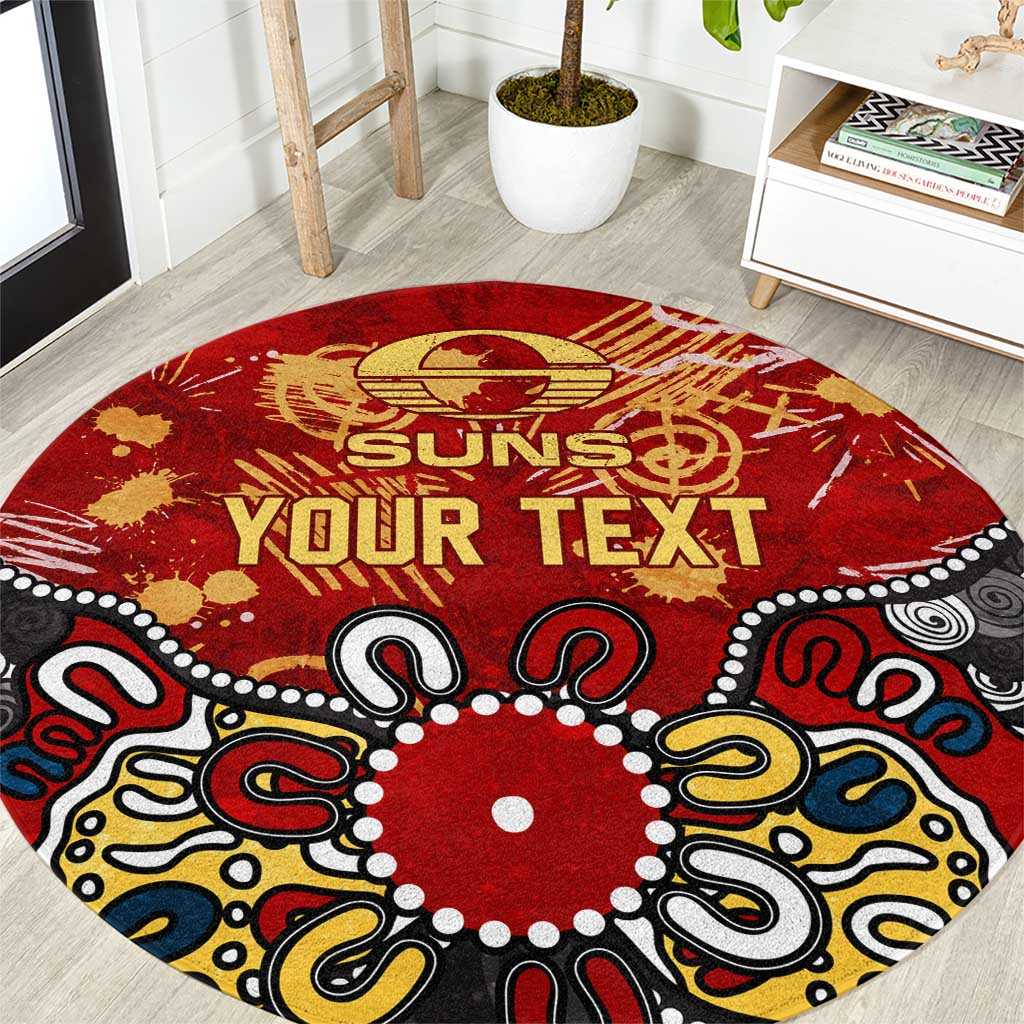 Personalized Gold Coast Suns Round Carpet Aboriginal Dot Painting Graffiti Style