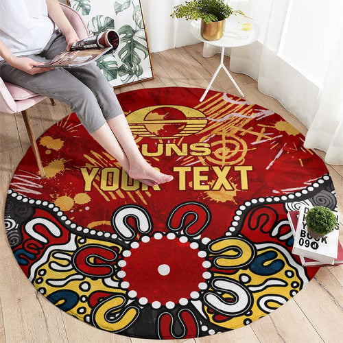 Personalized Gold Coast Suns Round Carpet Aboriginal Dot Painting Graffiti Style