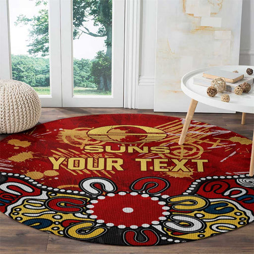 Personalized Gold Coast Suns Round Carpet Aboriginal Dot Painting Graffiti Style