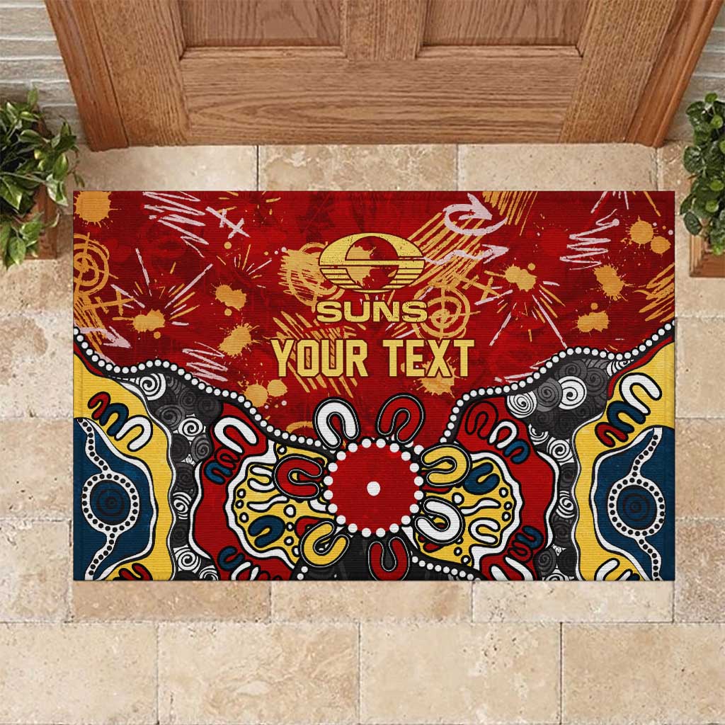 Personalized Gold Coast Suns Rubber Doormat Aboriginal Dot Painting Graffiti Style