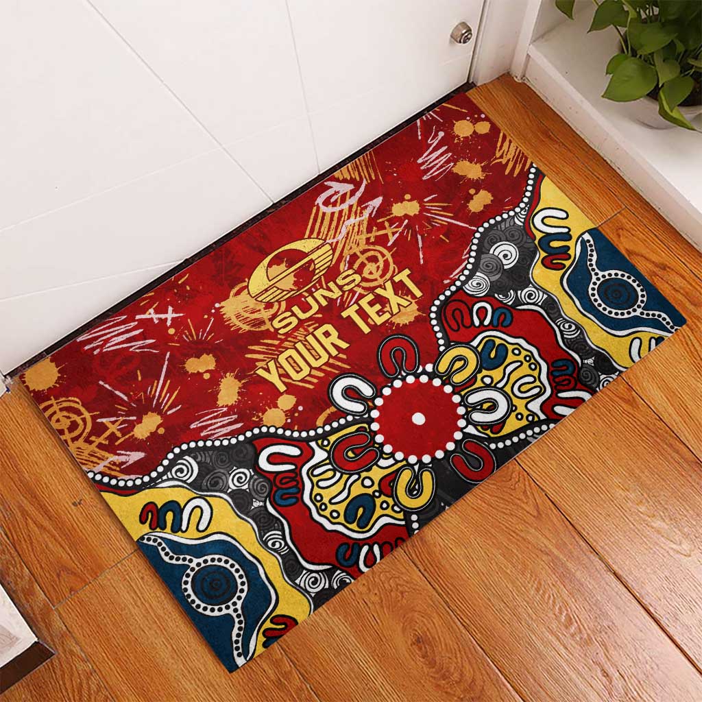 Personalized Gold Coast Suns Rubber Doormat Aboriginal Dot Painting Graffiti Style
