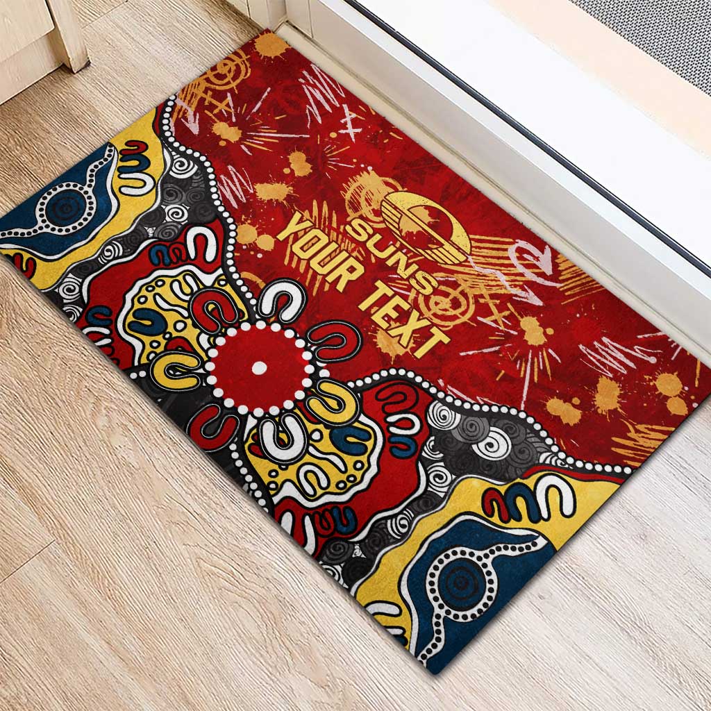 Personalized Gold Coast Suns Rubber Doormat Aboriginal Dot Painting Graffiti Style