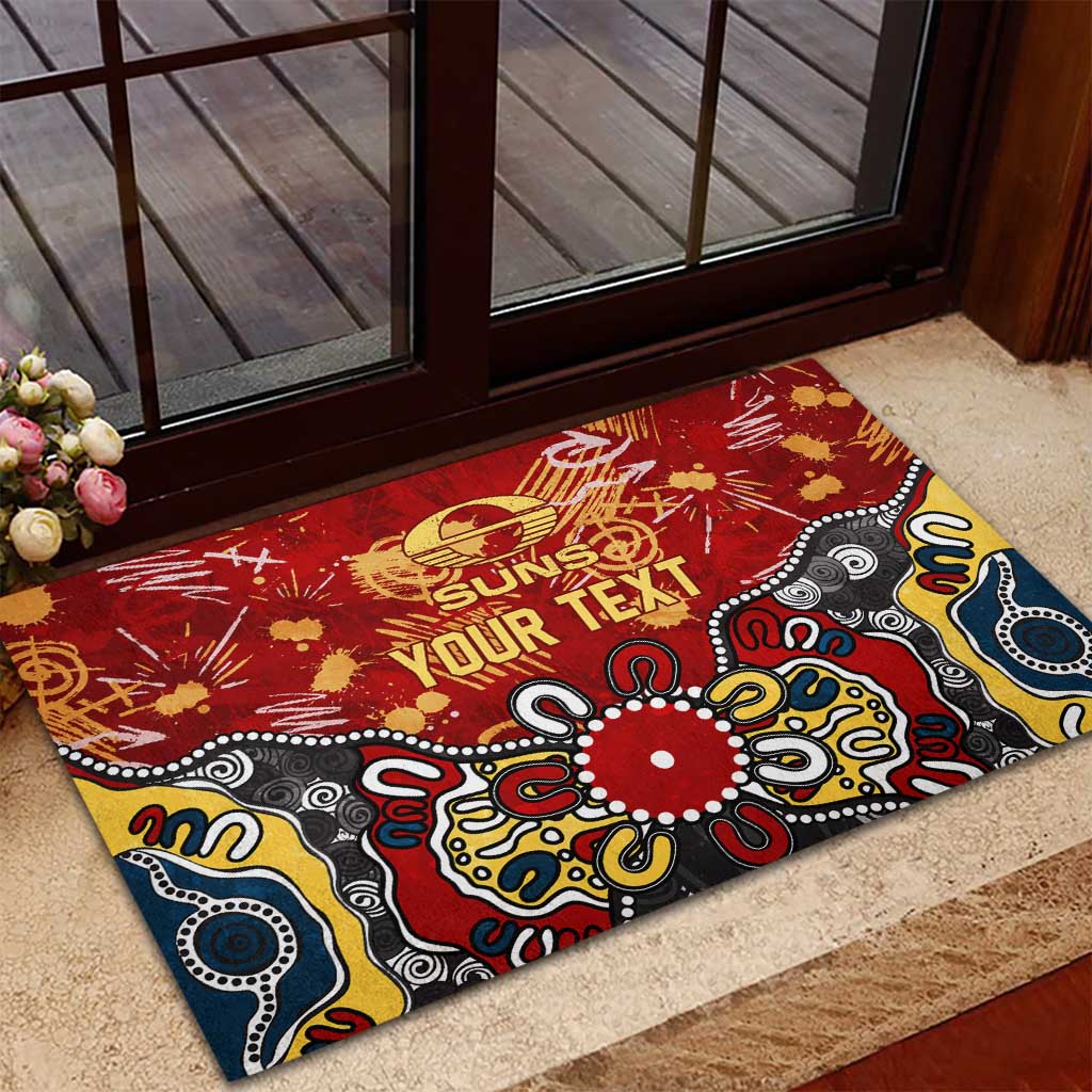 Personalized Gold Coast Suns Rubber Doormat Aboriginal Dot Painting Graffiti Style
