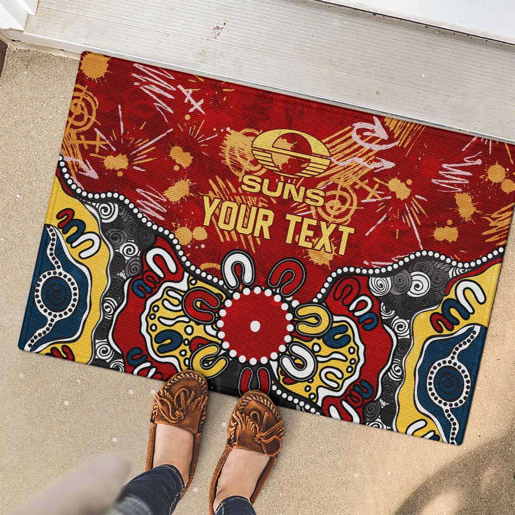 Personalized Gold Coast Suns Rubber Doormat Aboriginal Dot Painting Graffiti Style