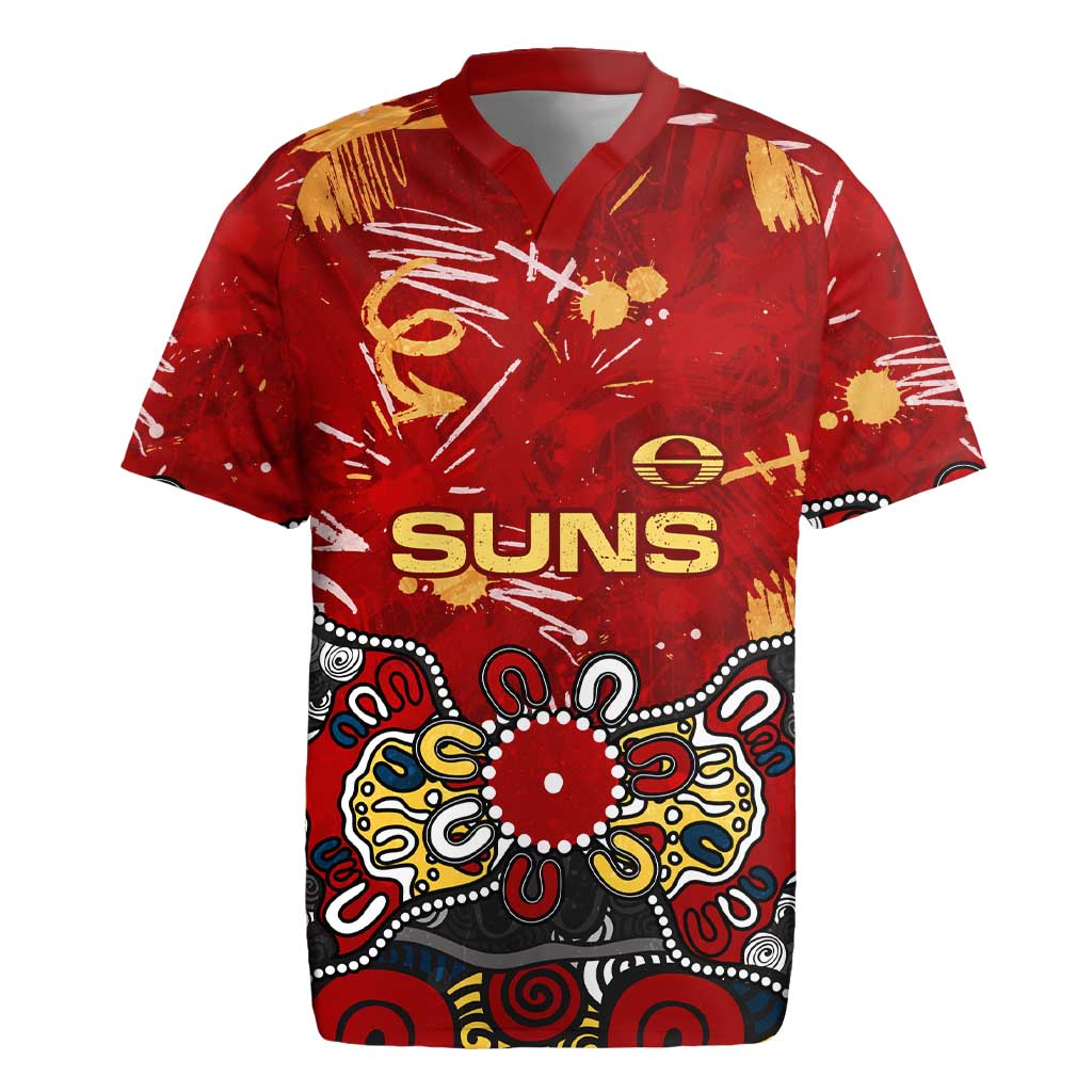 Personalized Gold Coast Suns Rugby Jersey Aboriginal Dot Painting Graffiti Style