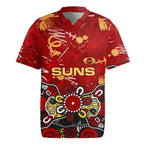 Personalized Gold Coast Suns Rugby Jersey Aboriginal Dot Painting Graffiti Style
