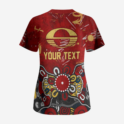 Personalized Gold Coast Suns Scrub Top Aboriginal Dot Painting Graffiti Style