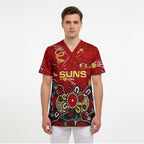 Personalized Gold Coast Suns Scrub Top Aboriginal Dot Painting Graffiti Style